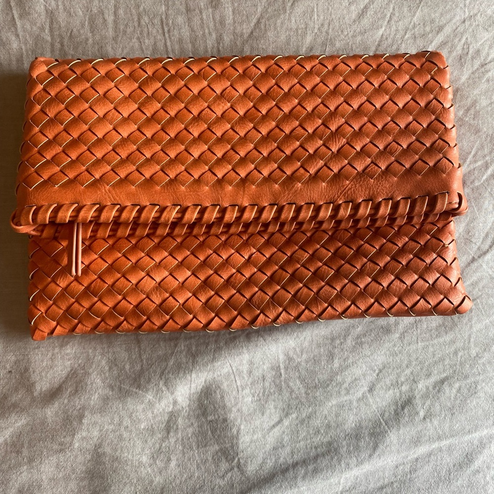 NWOT Urban Expressions Orange Woven Foldover Clutch